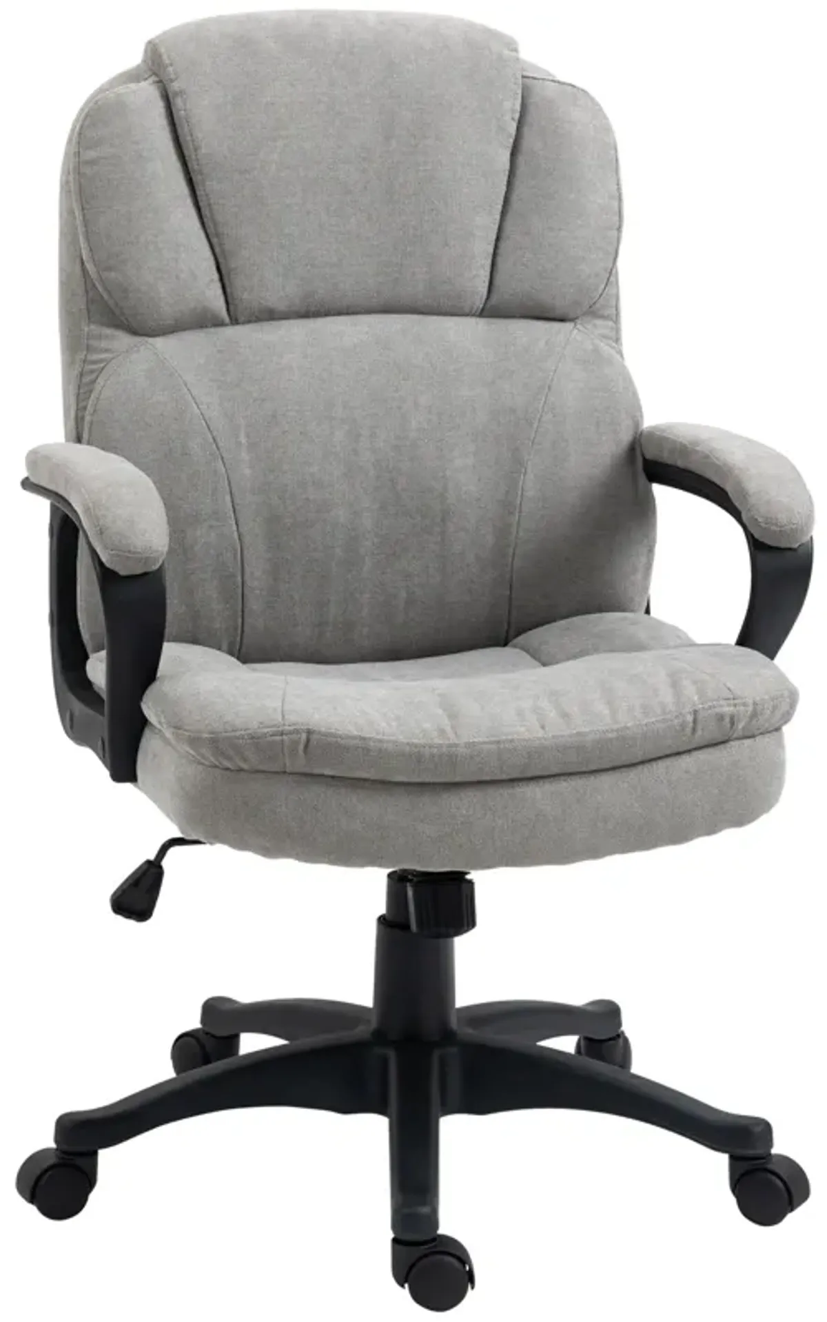 Light Gray Office Comfort: Massage Desk Chair with USB & Vibration Points