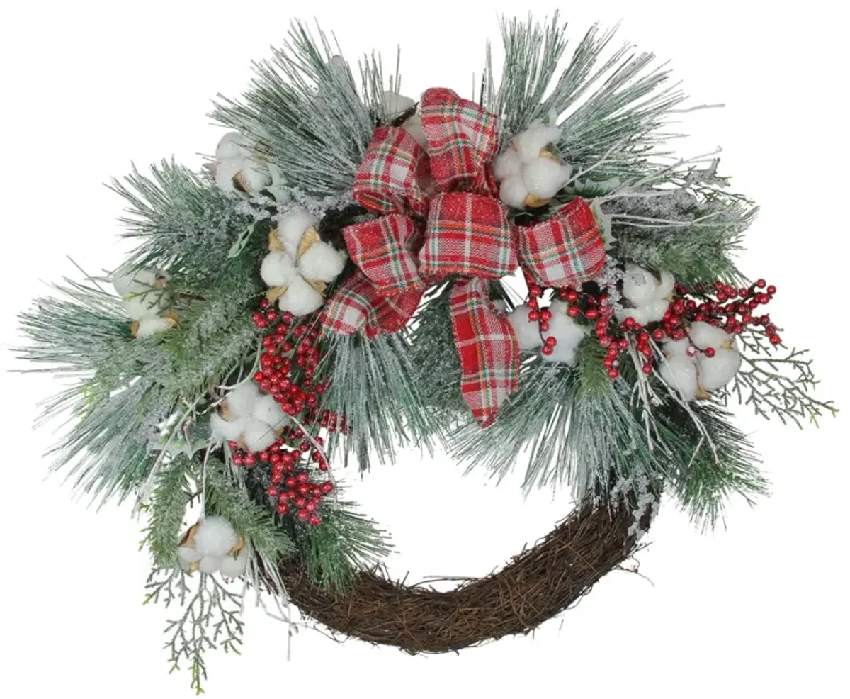 Holly Berry Red and Green Artificial Christmas Wreath - 24-Inch  Unlit