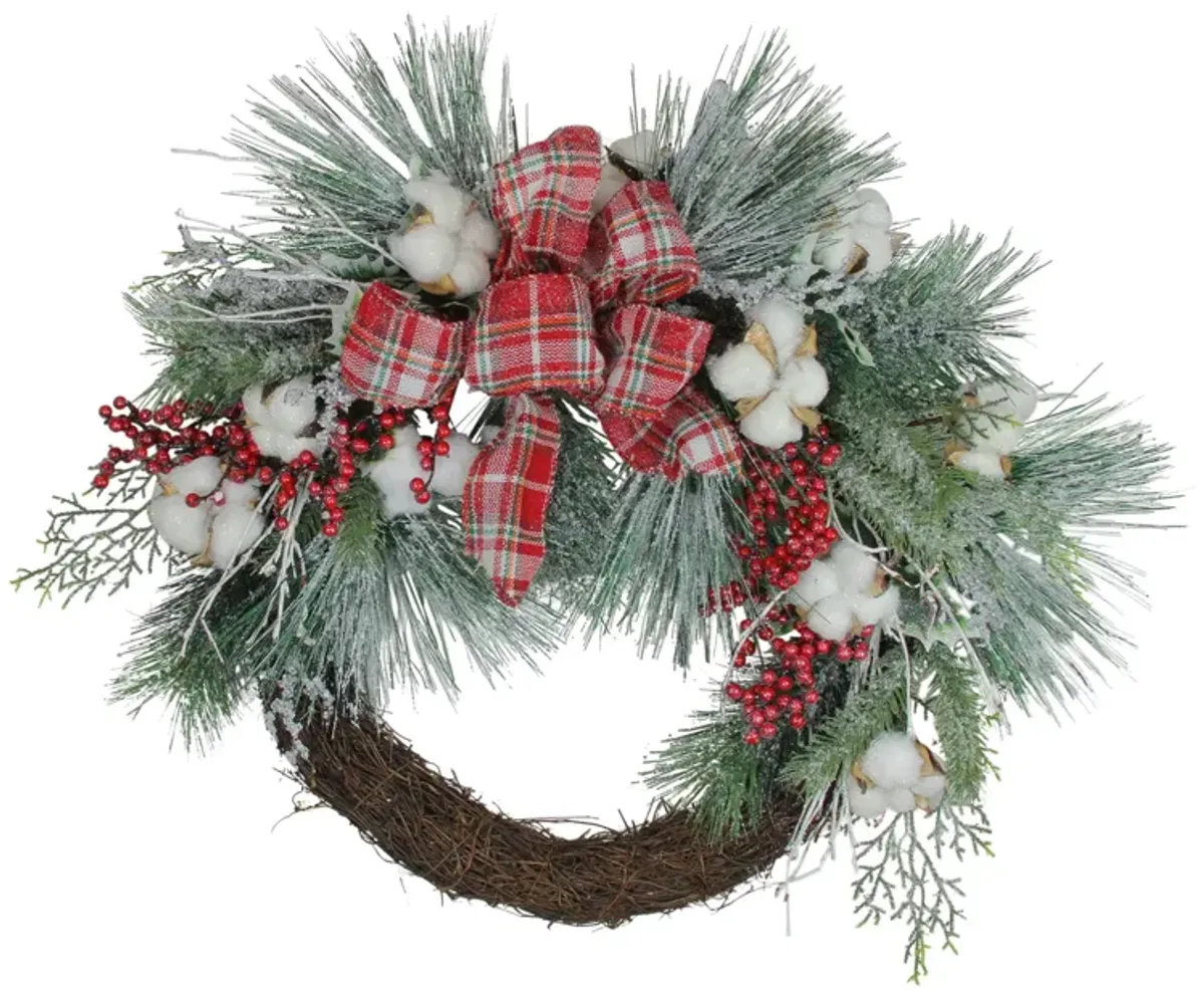 Holly Berry Red and Green Artificial Christmas Wreath - 24-Inch  Unlit