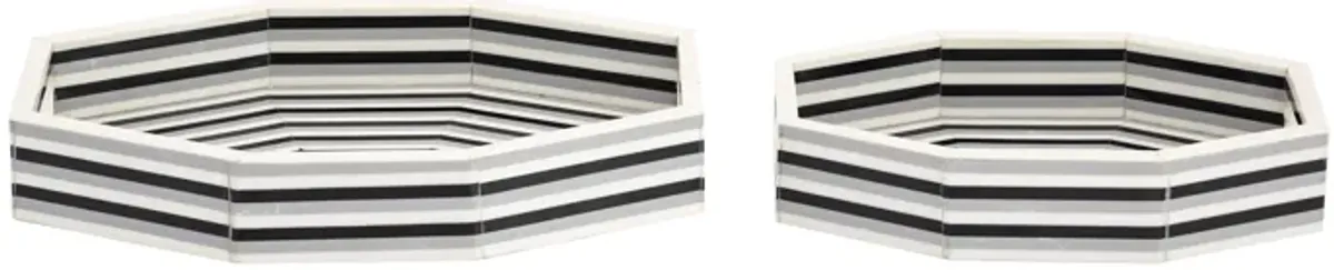 Octagonal Striped Tray Set of 2