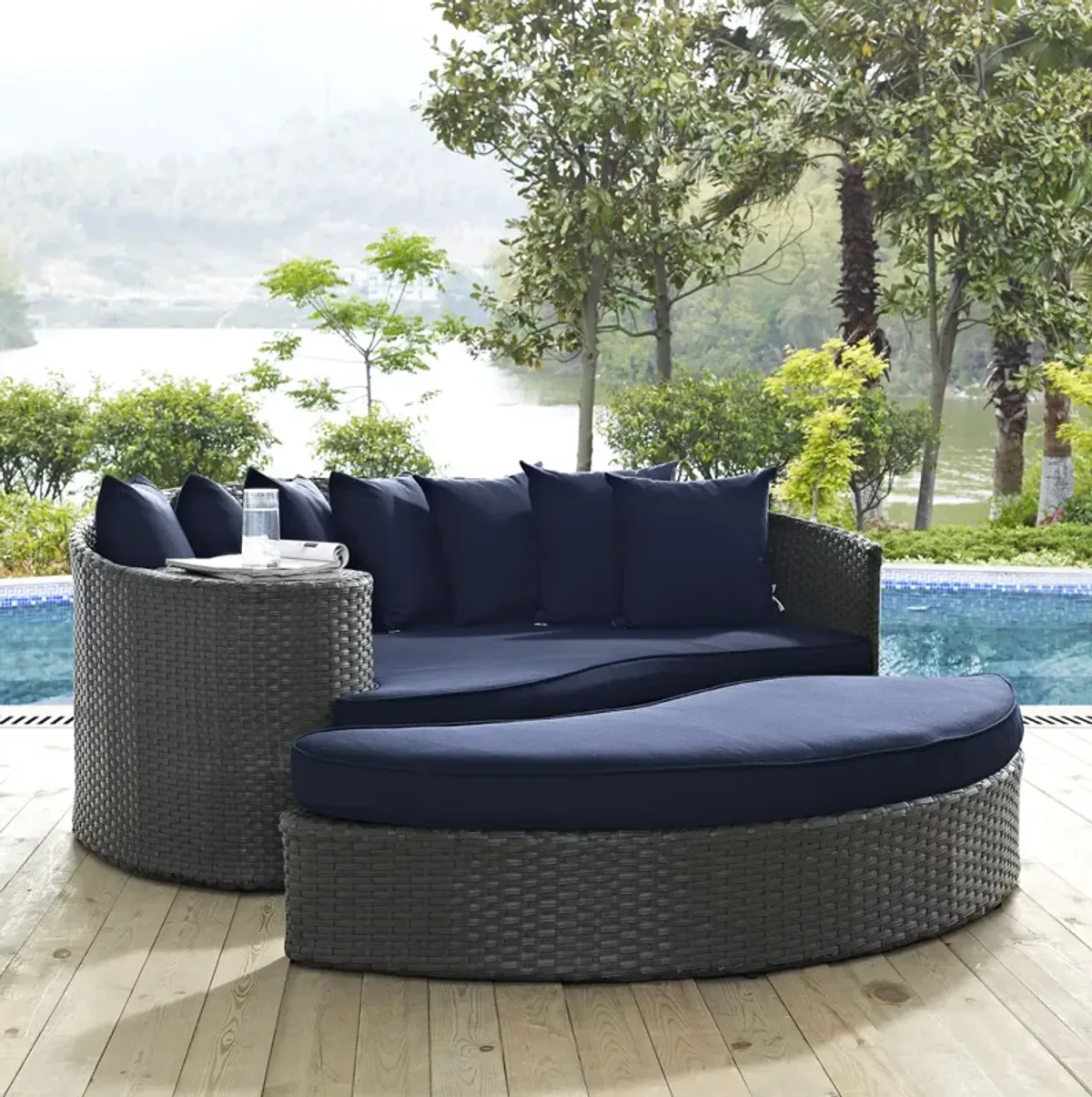 Sojourn Outdoor Patio Furniture Collection - Sectional Sofa Daybed with Sunbrella Cushions, UV Protection, and Aluminum Frame