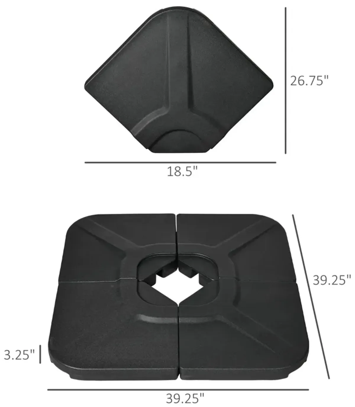 Versatile Umbrella Base: 4-Piece 150lb HDPE Water/Sand Filled Weights