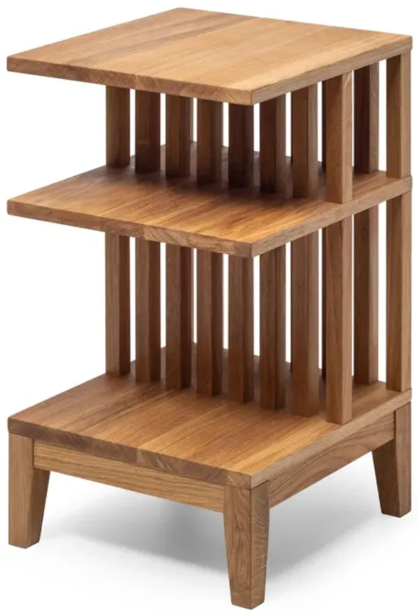 Solid Oak Hardwood Stand with Three Shelves - High-end Modern Farmhouse Side Table