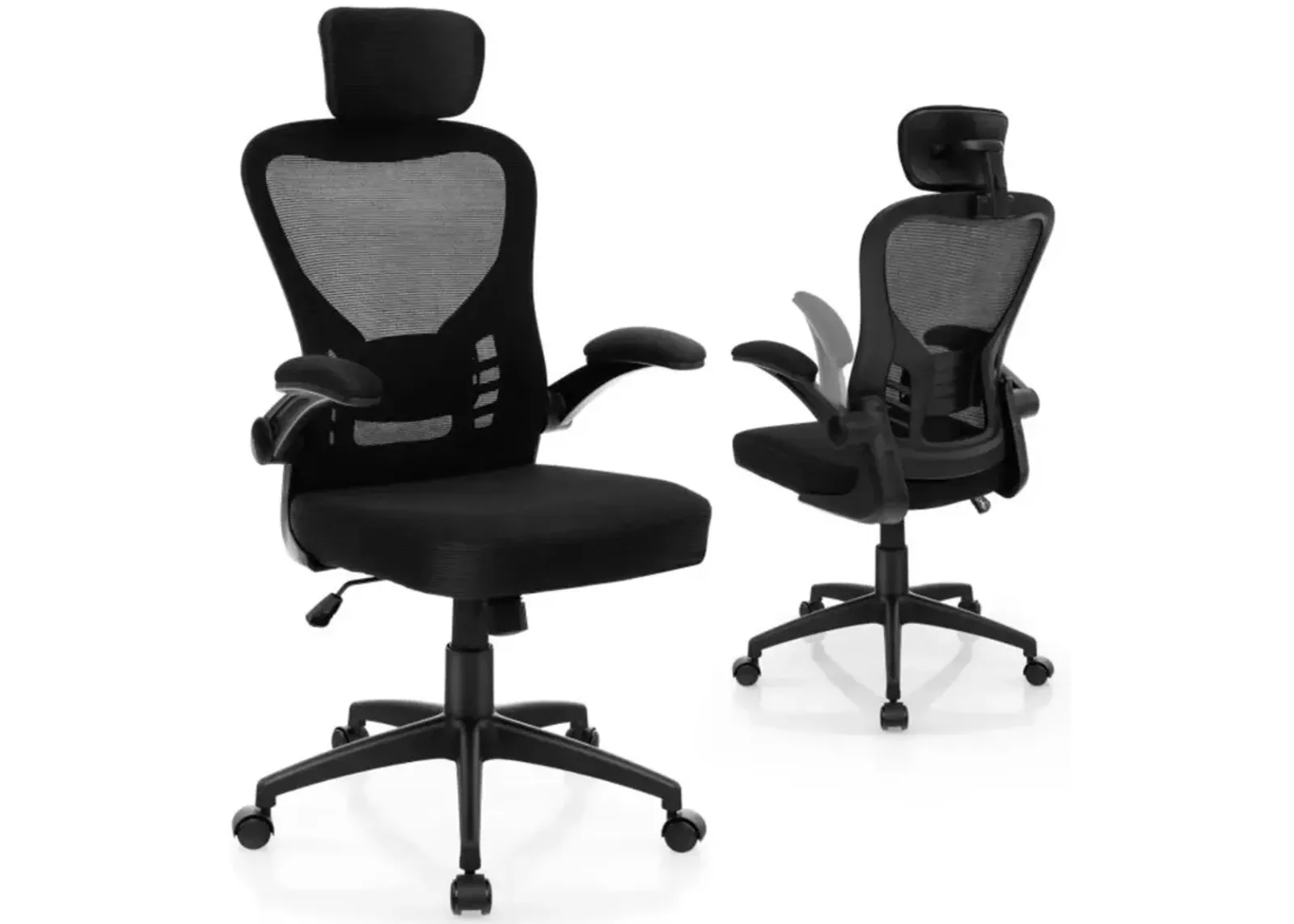 Ergonomic Mesh Office Chair with Adjustable Height for Home Office-Black