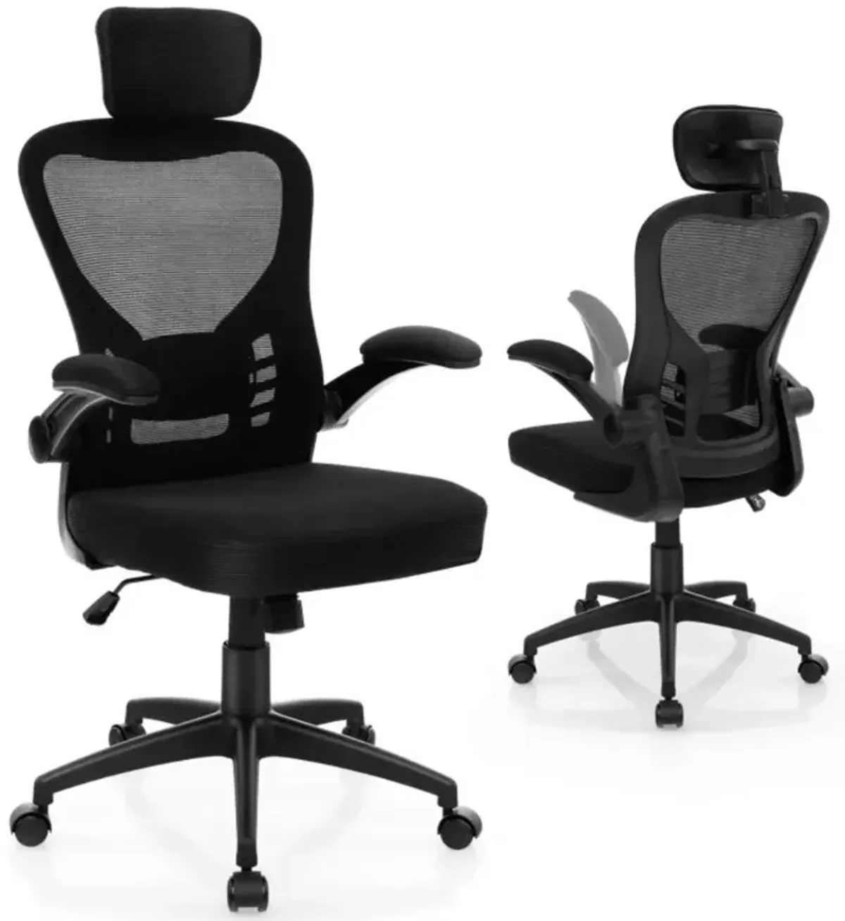 Ergonomic Mesh Office Chair with Adjustable Height for Home Office-Black