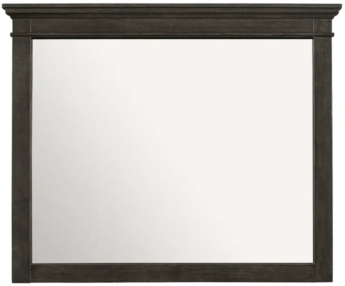 35 x 42 Inch Rectangular Wood Frame Dresser Mirror, Molded, Charcoal Gray - Benzara