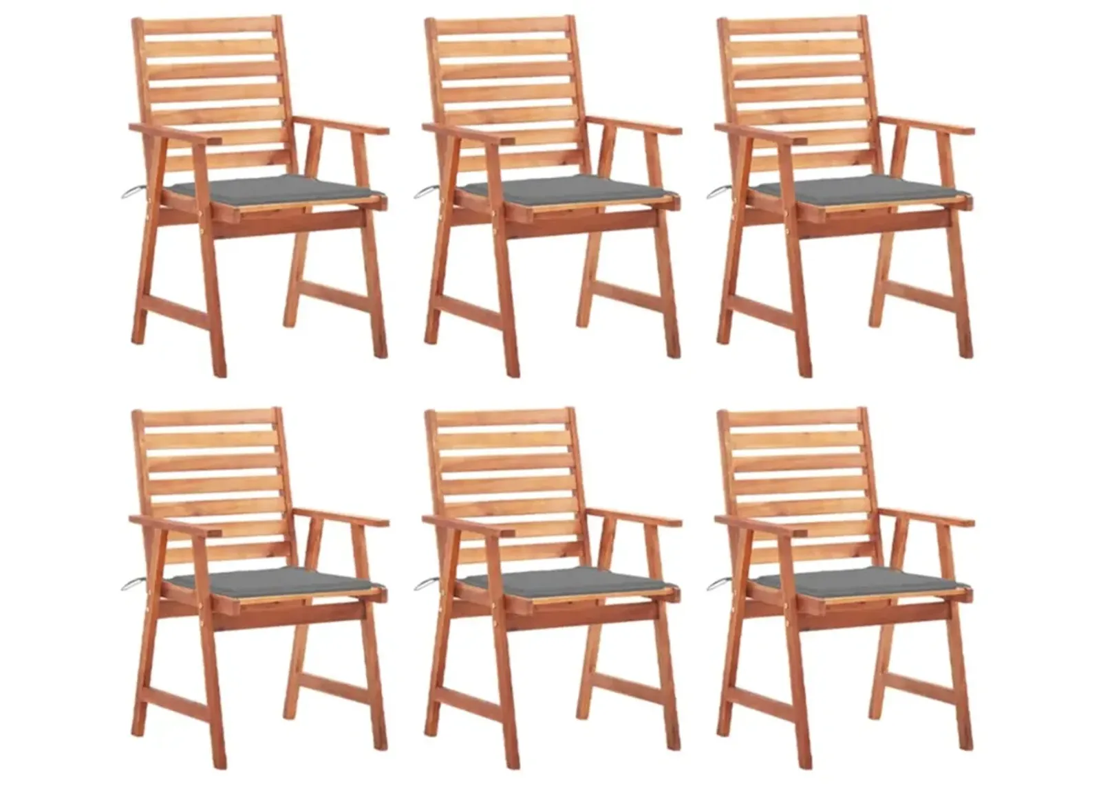 vidaXL Outdoor Dining Chairs 6 pcs with Cushions Solid Acacia Wood