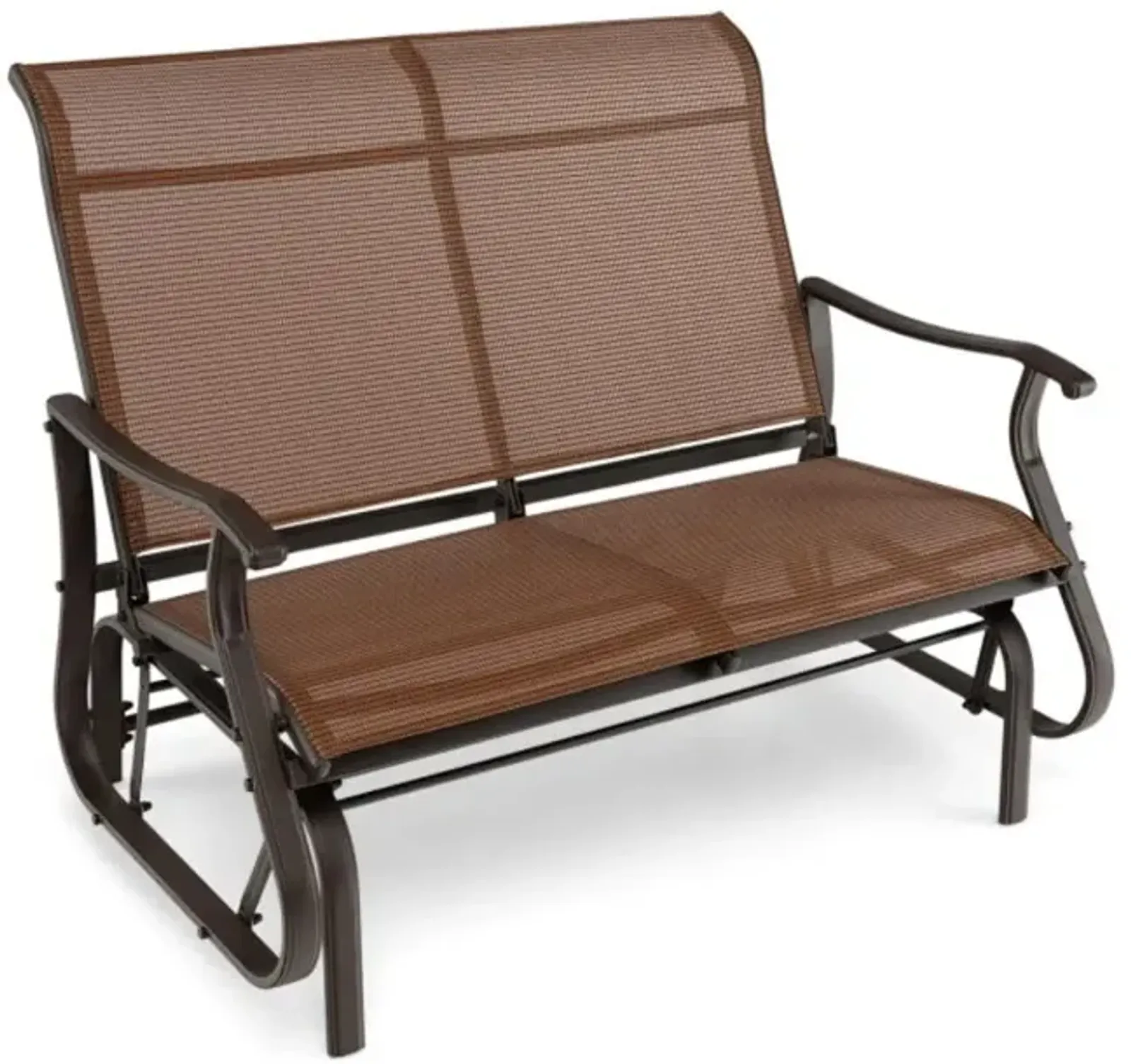 Hivvago 2-Person Patio Glider Bench with High Back and Curved Armrests