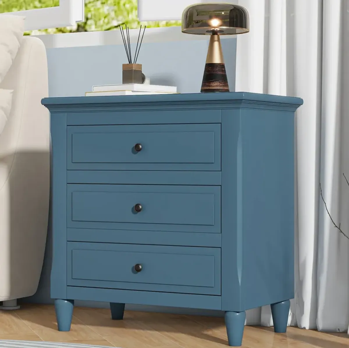 Merax Classic 3-Drawer Nightstand Storage Wood Cabinet