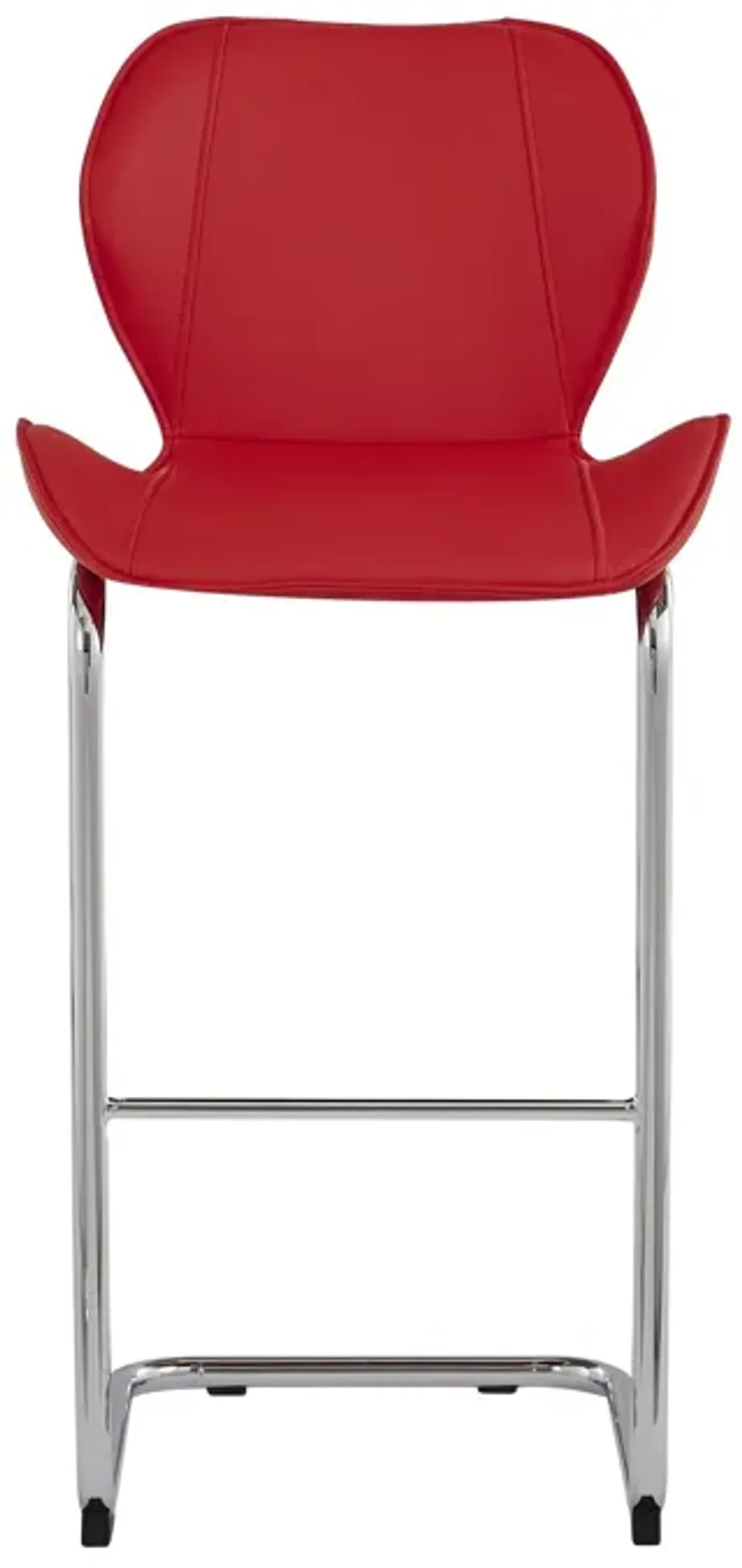 Set Of 4 Modern Red Barstools With Chrome Legs