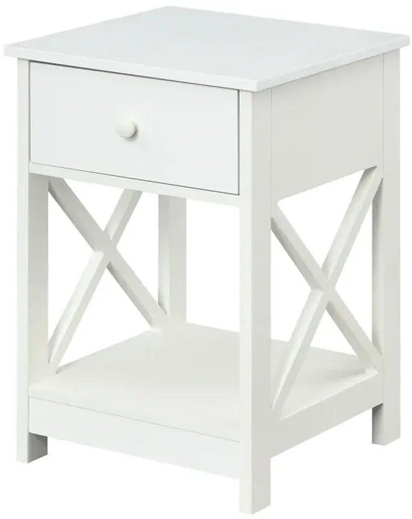 Convenience Concepts Oxford 1-Drawer End Table with Shelf, 15.75 in x 15.75 in x 24 in, White