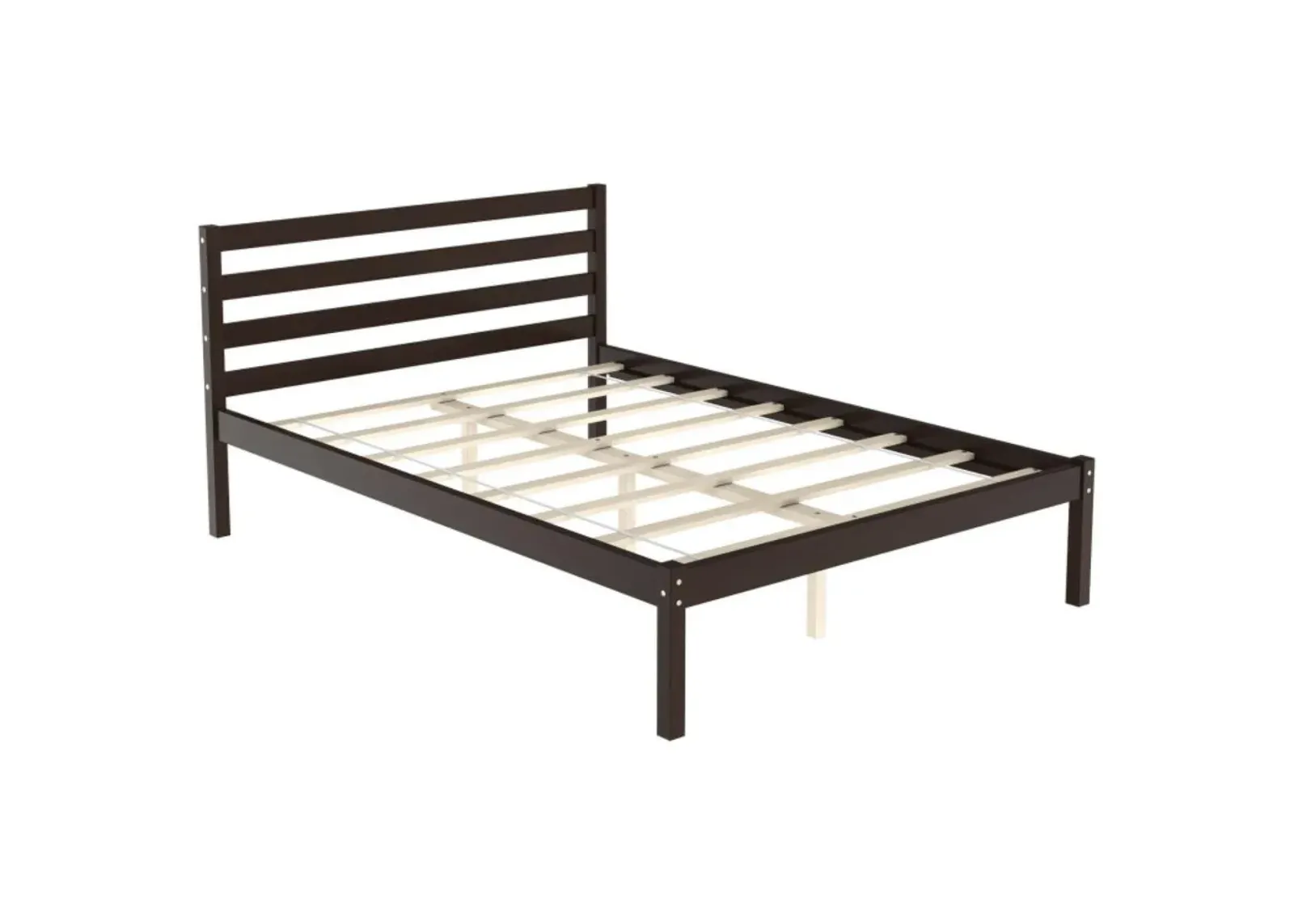 Hivvago Modern Bed Frame with Wooden Headboard and Plywood Slat Support