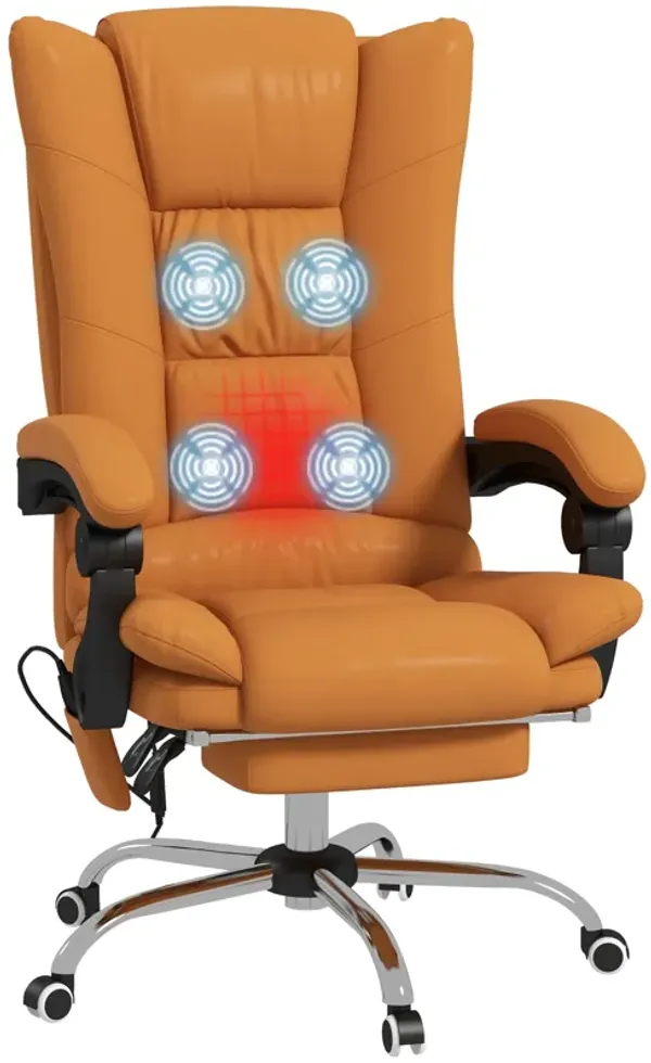 Vinsetto PU Leather Executive Massage Office Chair with 4 Vibration, Computer Desk Chair, Heated Reclining Chair with Adjustable Height, Swivel Wheels, Gray
