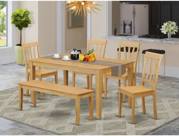 6 PC Table and chair set - Kitchen dinette Table and 4 Dining Chairs with bench