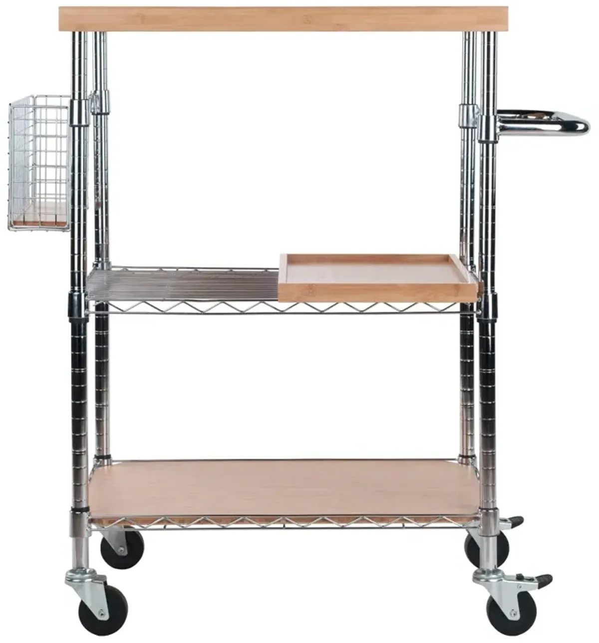 Madera Utility Kitchen Cart, Bamboo and Chrome