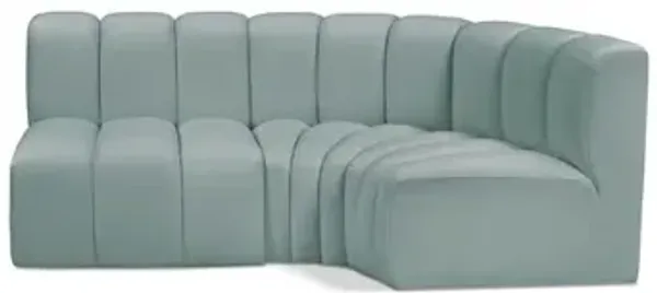 Meridian Furniture Arc Mint Green Vegan Leather Modular Sofa
