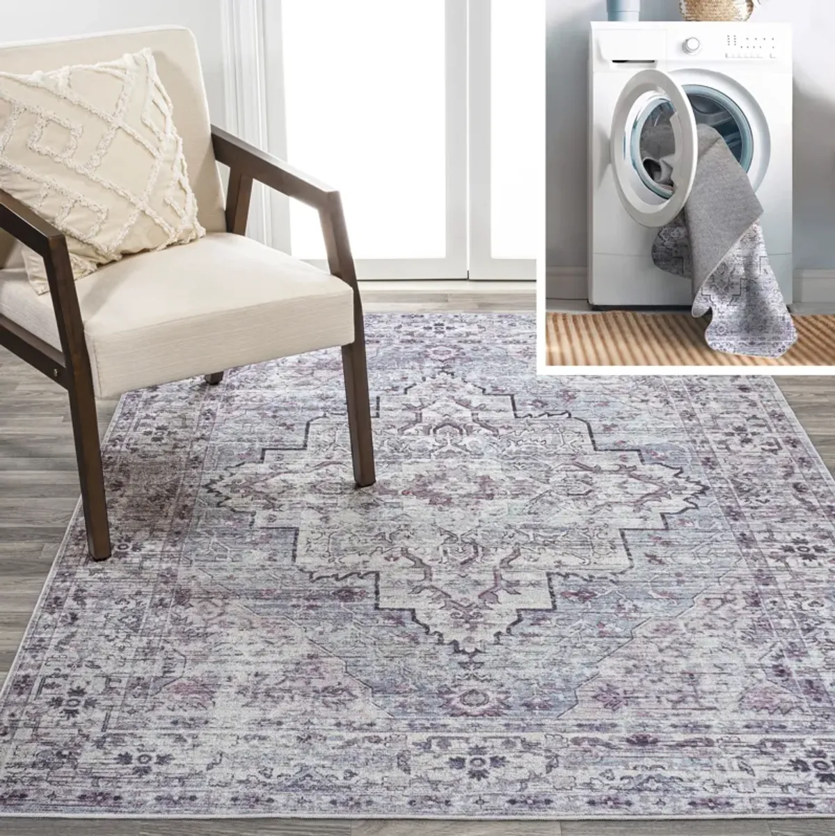 Didim Boho Medallion Machine-Washable Area Rug