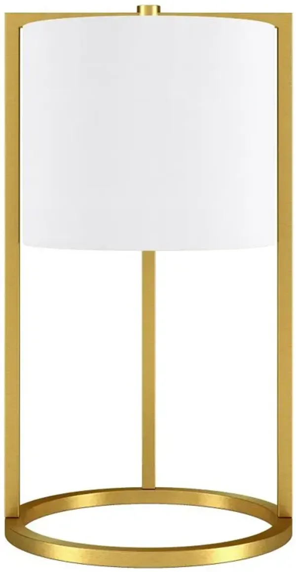 Hivvago 22" Brass Metal Table Lamp With White Drum Shade