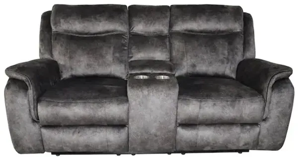 New Classic Furniture Park City Console Loveseat W/ Dual Recliners-Slate