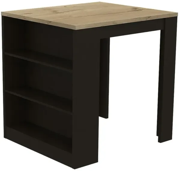 Milos Kitchen Island Table Black Wengue-Light Oak