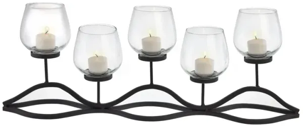 Wavy Iron and Glass Hurricane Candleholder