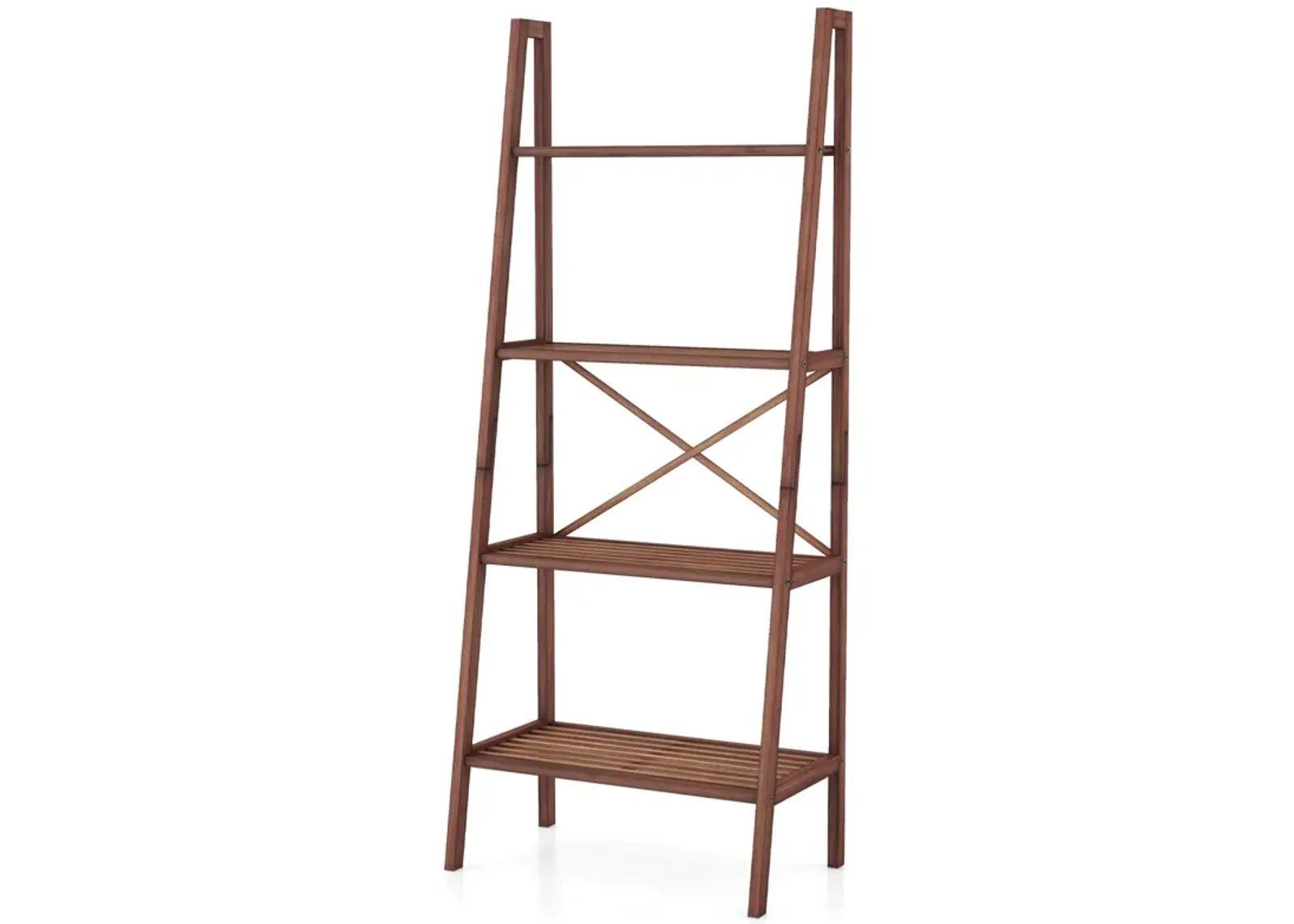 58-Inch 4-Tier Wicker Ladder Shelf – Stylish Storage Bookshelf for Home or Office