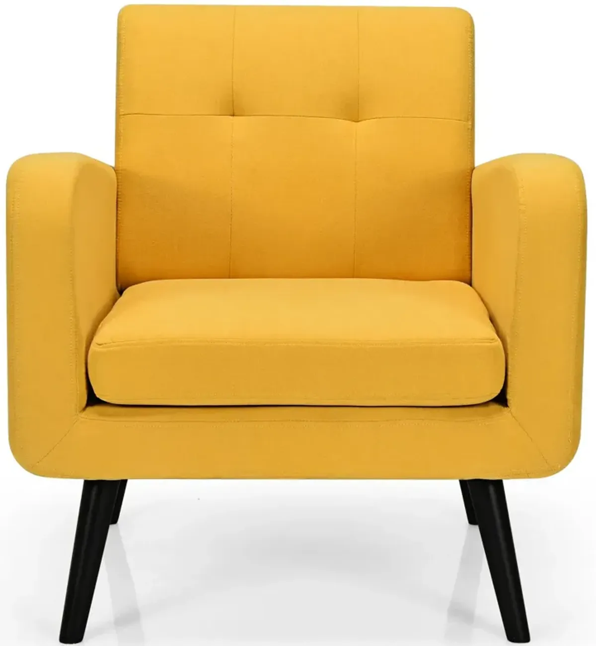 Modern Upholstered Comfy Accent Chair Single Sofa with Rubber Wood Legs