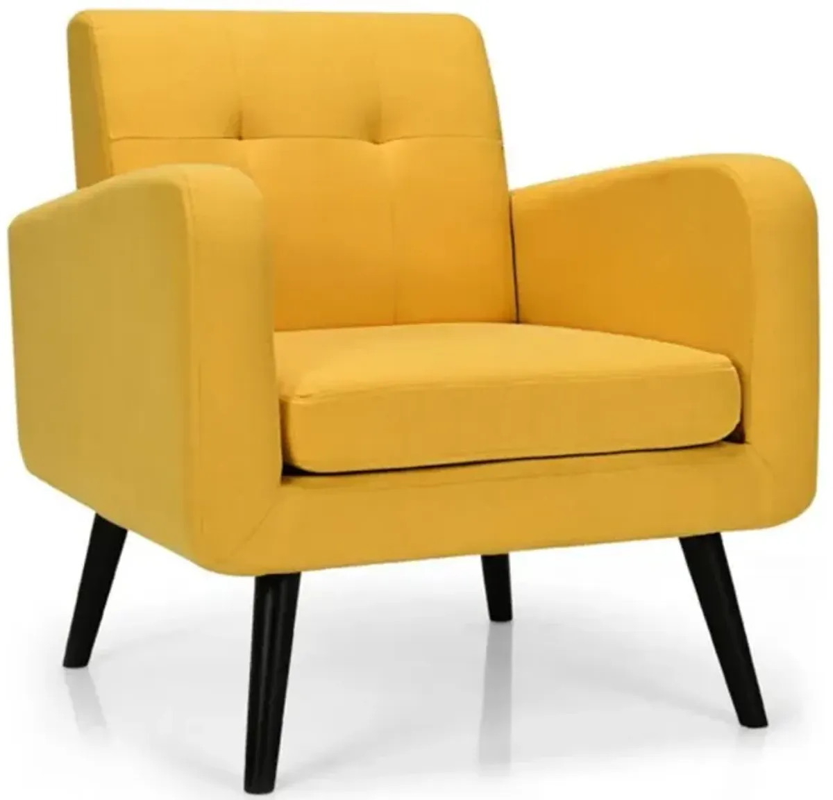 Modern Upholstered Comfy Accent Chair Single Sofa with Rubber Wood Legs