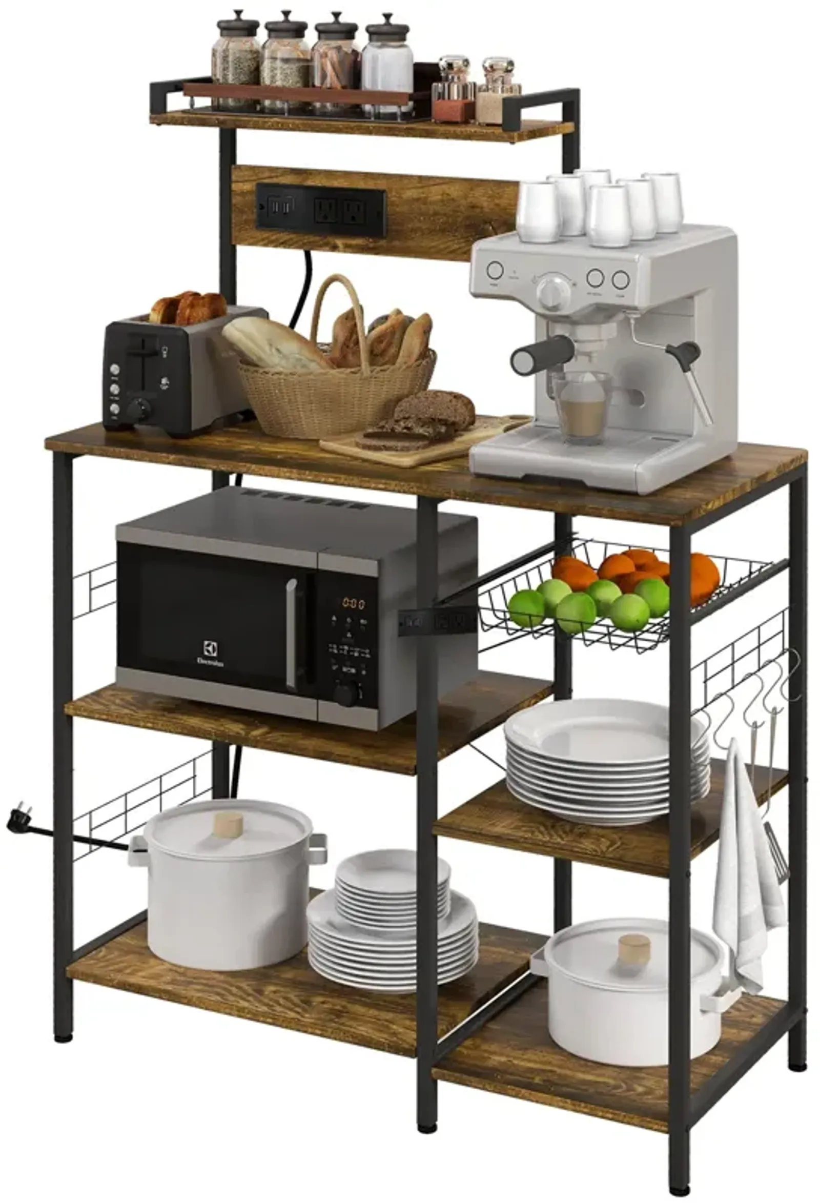 Kitchen Baker's Rack: Charging Station, Microwave Stand