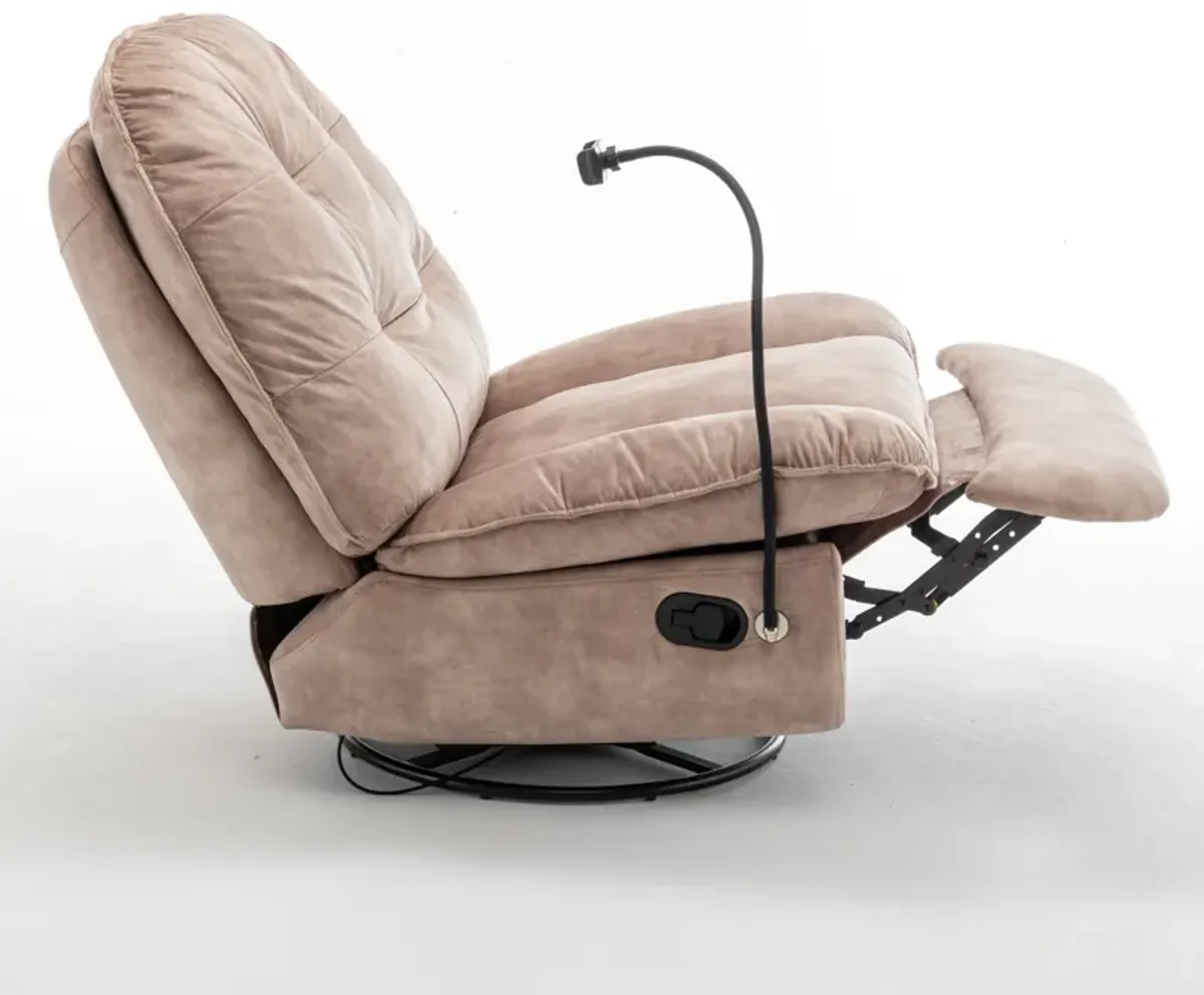 Merax Velvet Reclining Lazy Chair with Mobile Phone Holder