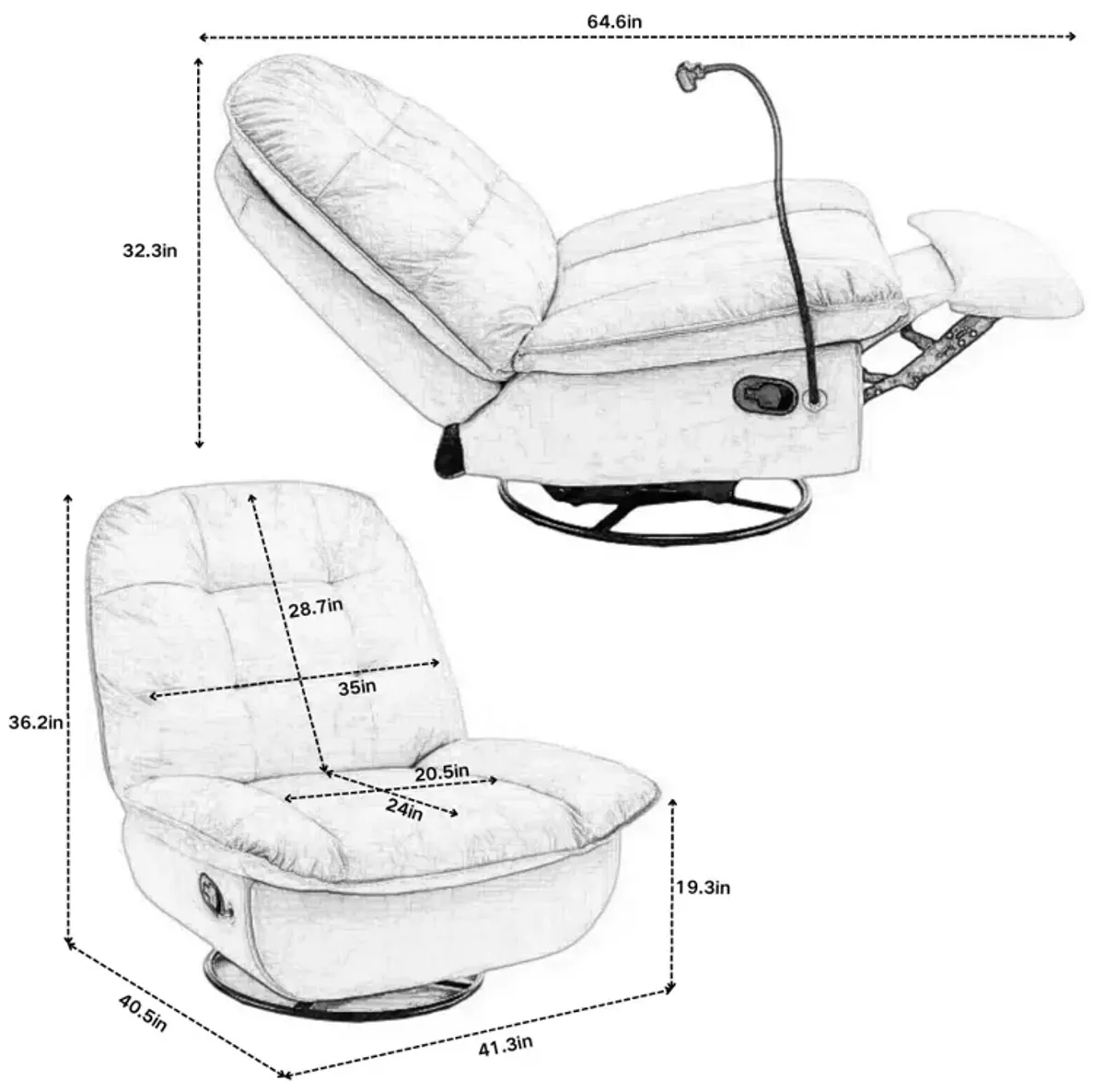 Merax Velvet Reclining Lazy Chair with Mobile Phone Holder