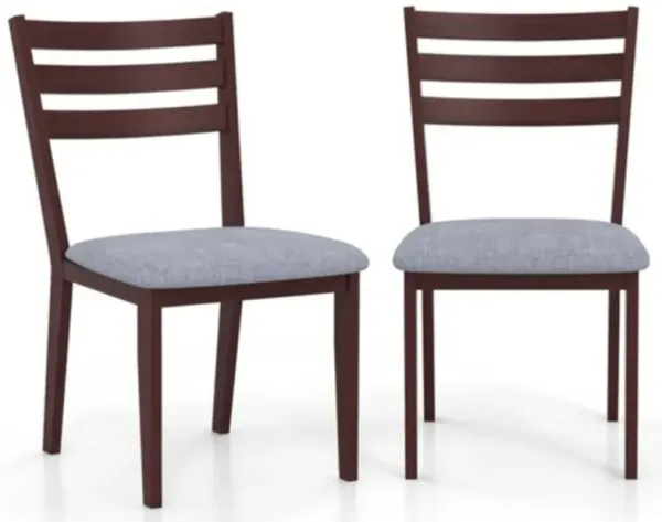 Set of 2 Modern Farmhouse Solid Wood Dining Chair with Fabric Padded Seat