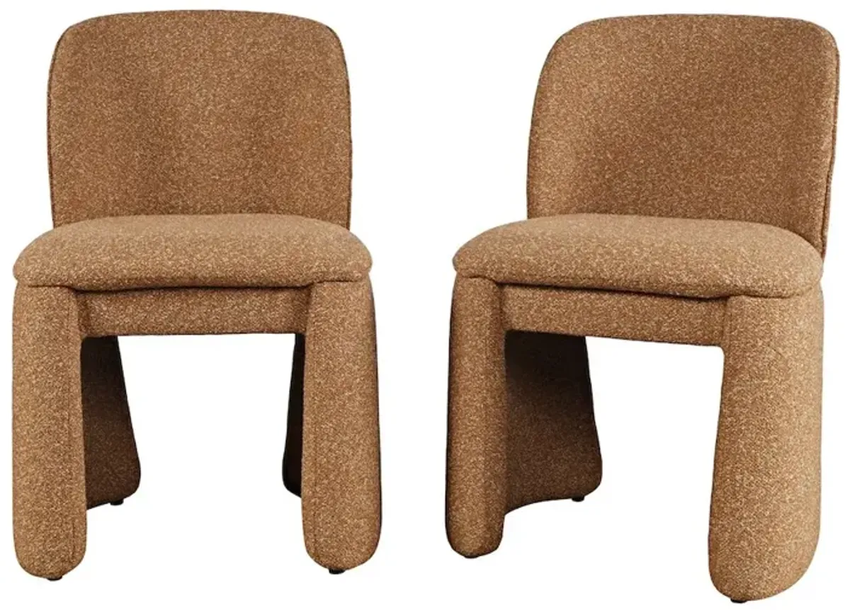 Jofran Breck Mid-Century Modern Curved Upholstered Dining Chair - Set of 2