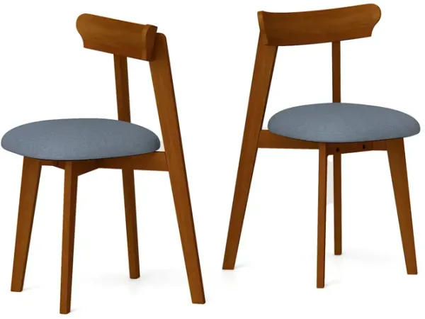 Mid-Century Modern Kitchen Chairs with Rubber Wood Frame and Padded Seat