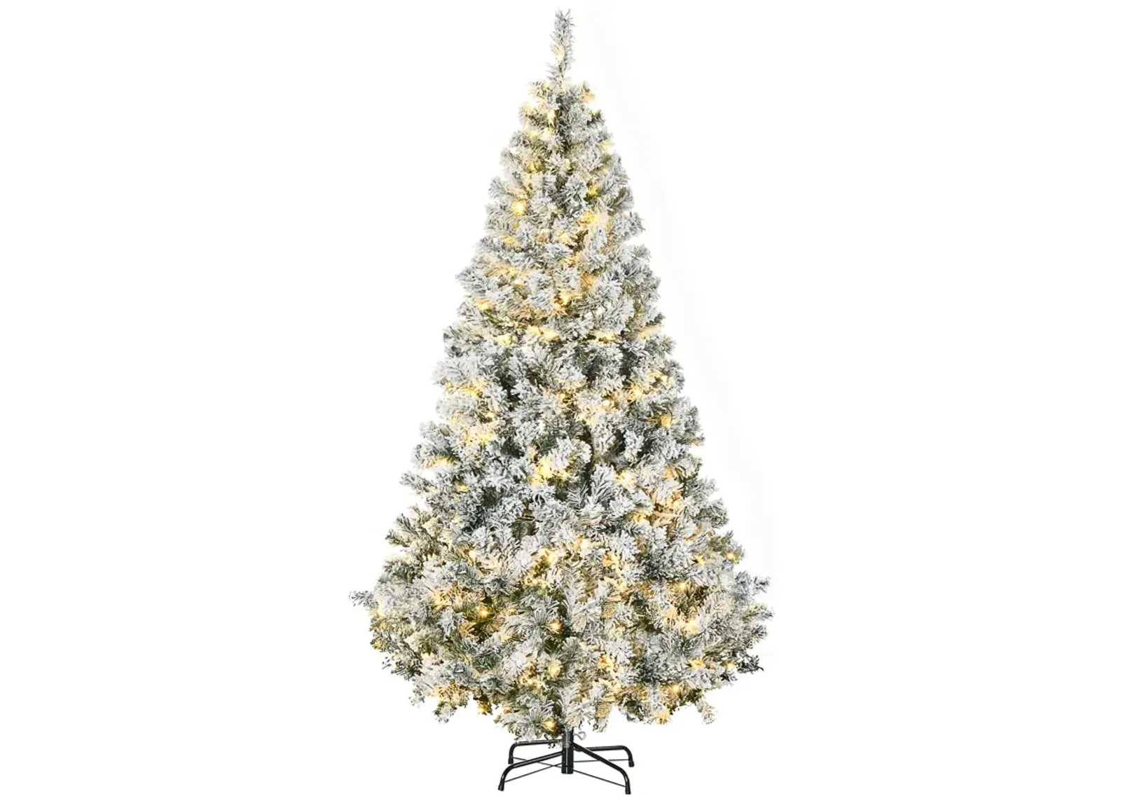 HOMCOM 6' Flocked Artificial Christmas Tree with Warm White LED Lights