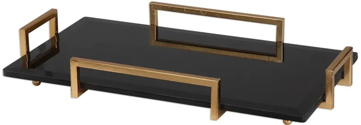 Uttermost Ettore Black Glass Tray