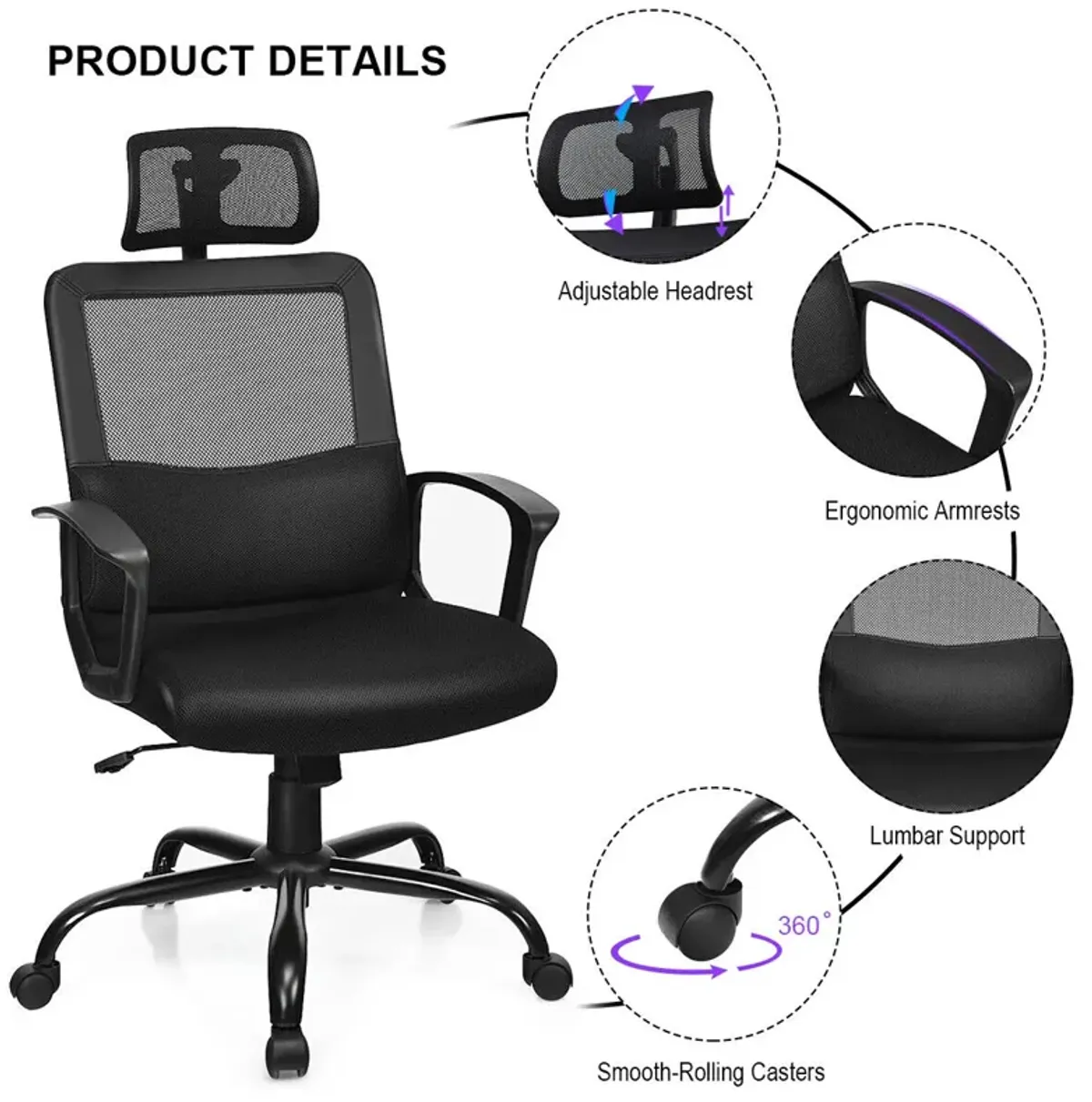 Mesh Office Chair High Back Ergonomic Swivel Chair