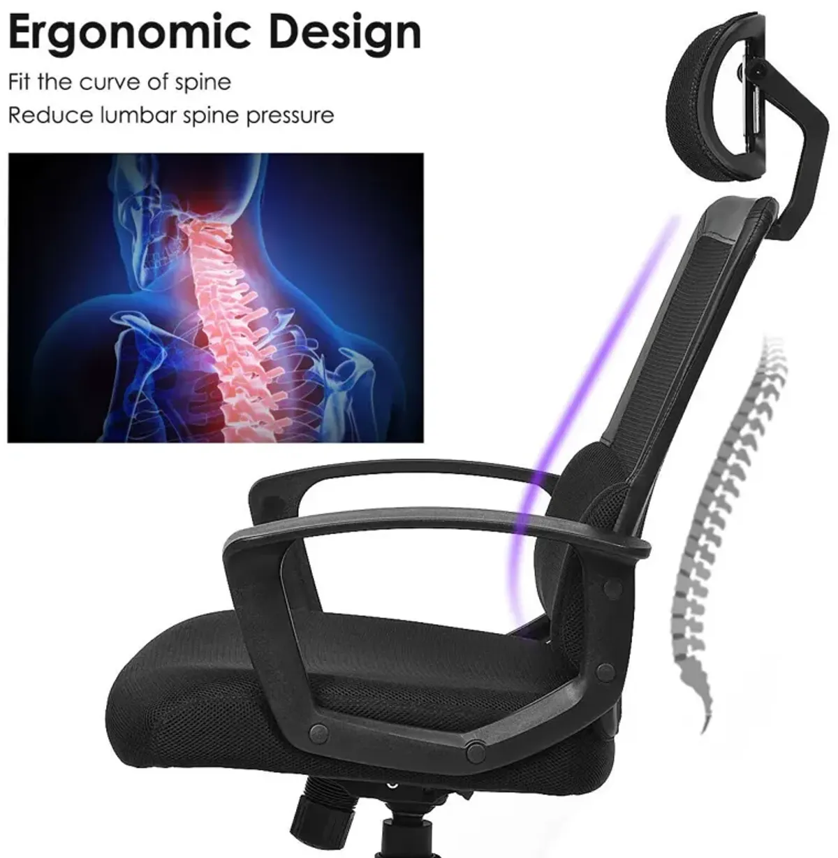 Mesh Office Chair High Back Ergonomic Swivel Chair