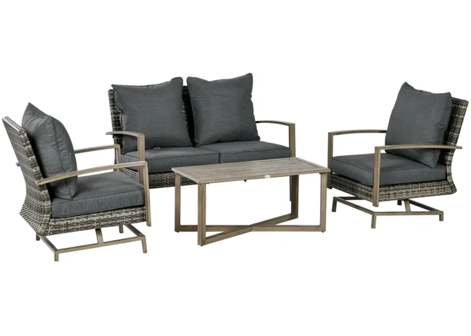 Outdoor Conversation Set: 4-Piece Patio Furniture with Rocking Chair & Loveseat