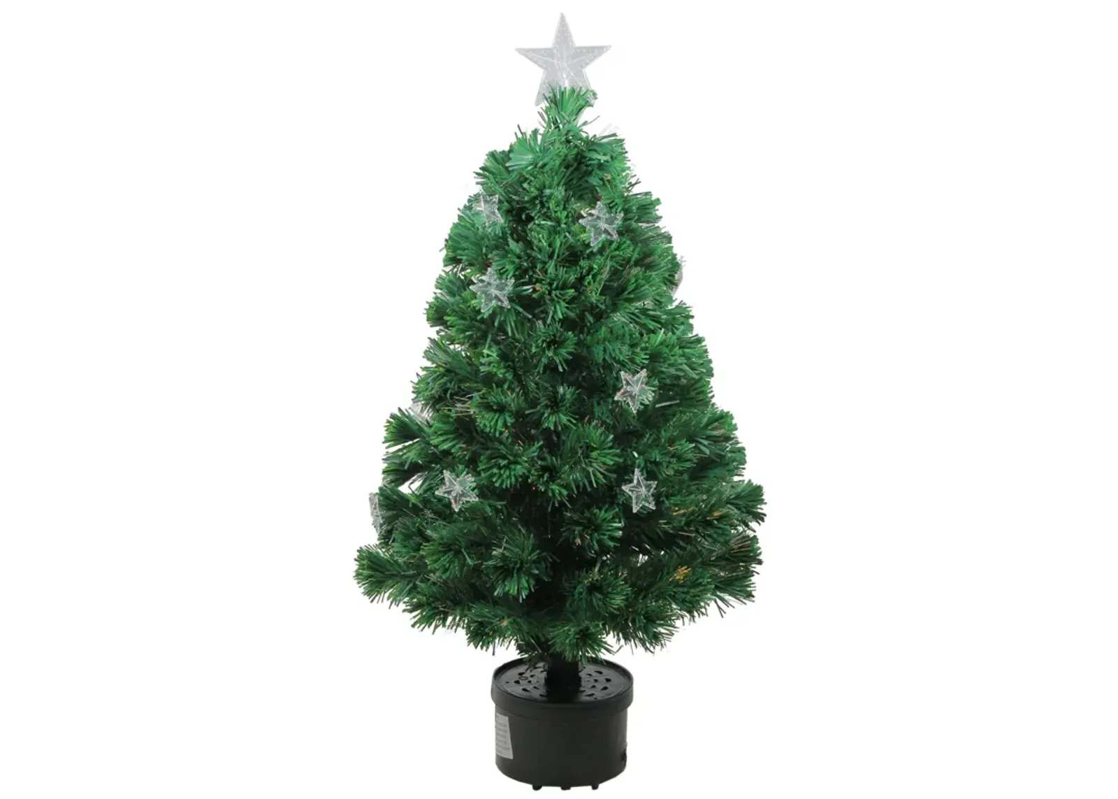 4' Pre-Lit Potted Fiber Optic Artificial Christmas Tree with Stars - Multicolor Lights