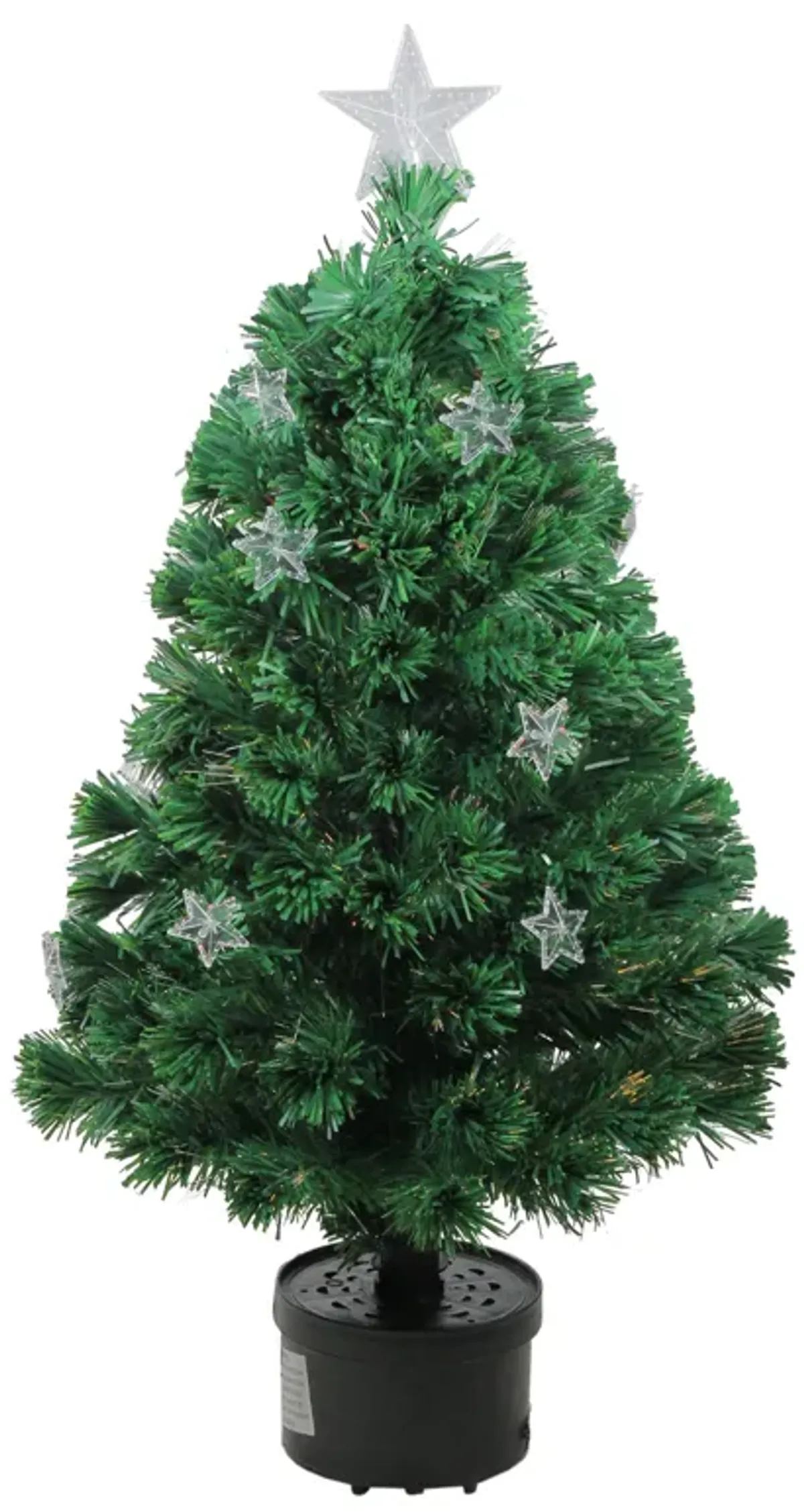 4' Pre-Lit Potted Fiber Optic Artificial Christmas Tree with Stars - Multicolor Lights