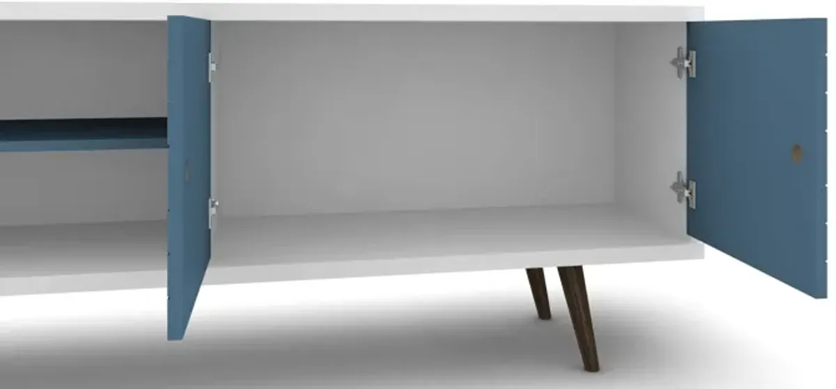 Liberty Large TV Stand in White and Blue