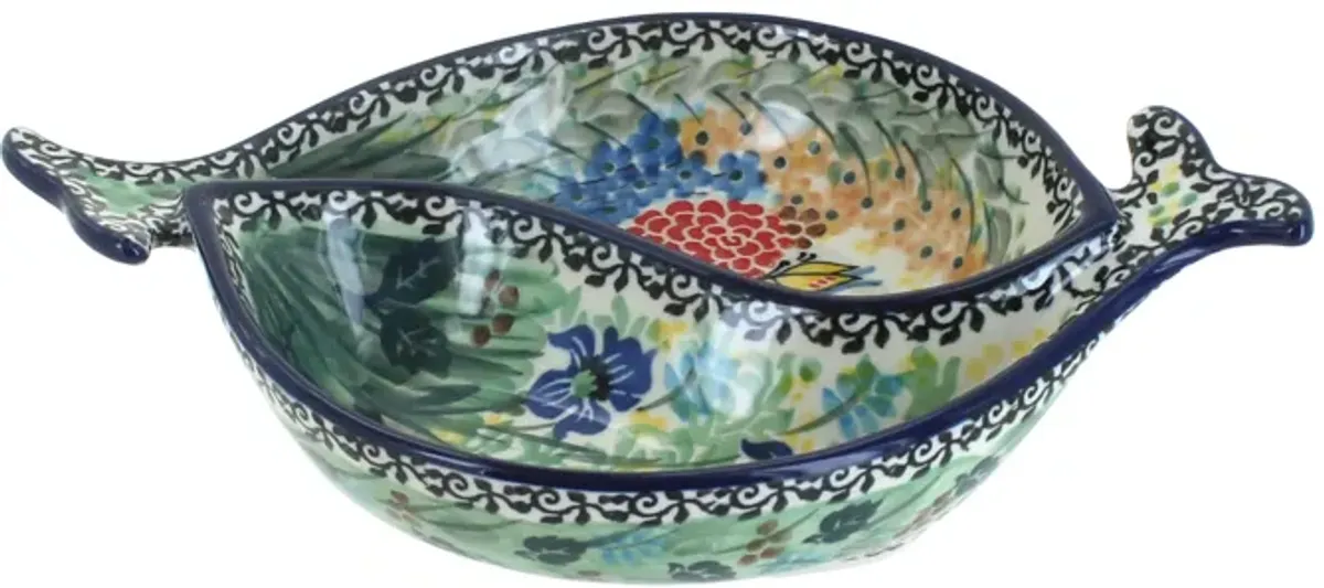 Blue Rose Polish Pottery Oceana Yin-Yang Fish Dish