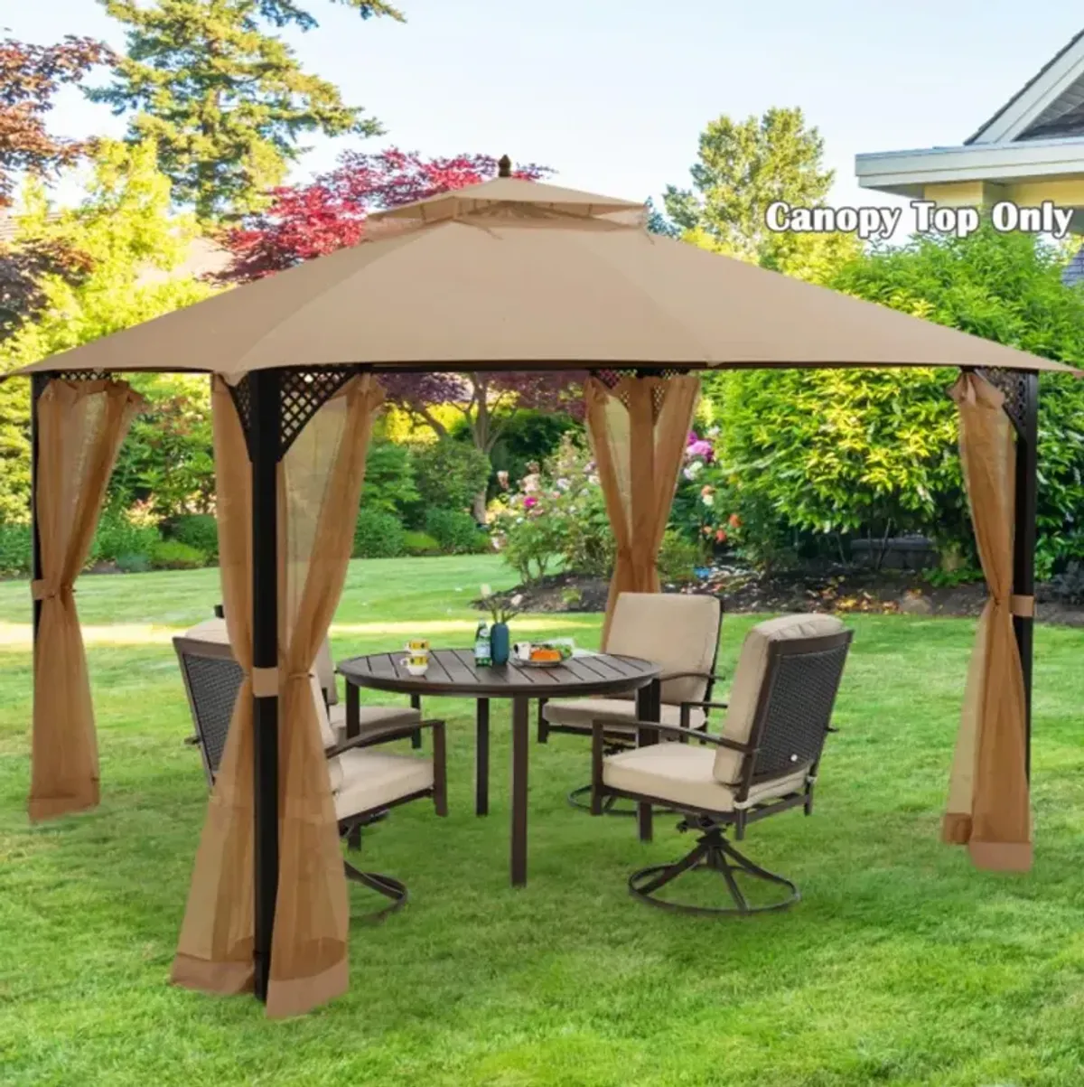 Hivvago 10 x 12 Feet Gazebo Replacement Top with Air Vent and Drainage Holes