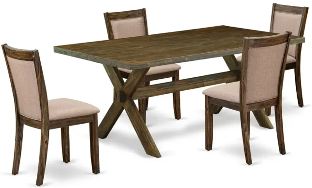 East West Furniture X777MZ716-5 5Pc Dining Set - Rectangular Table and 4 Parson Chairs - Multi-Color Color
