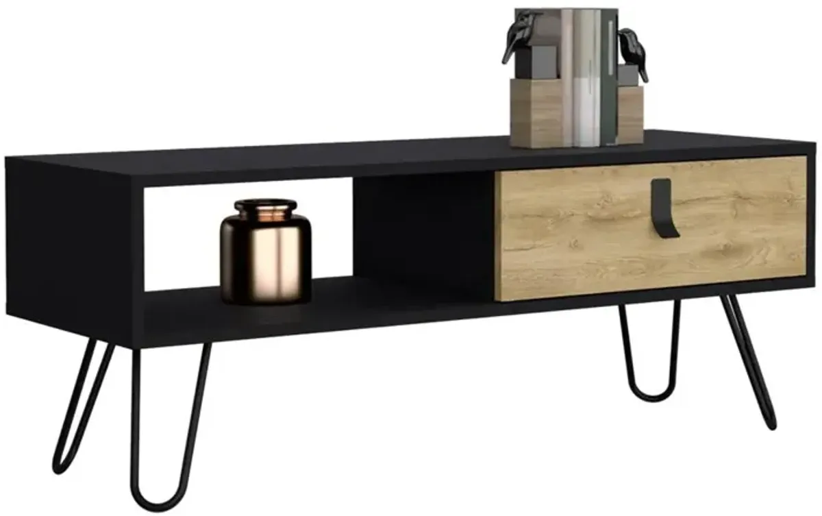 Mosby Coffee Table with Modern Hairpin Legs Design and Drawer