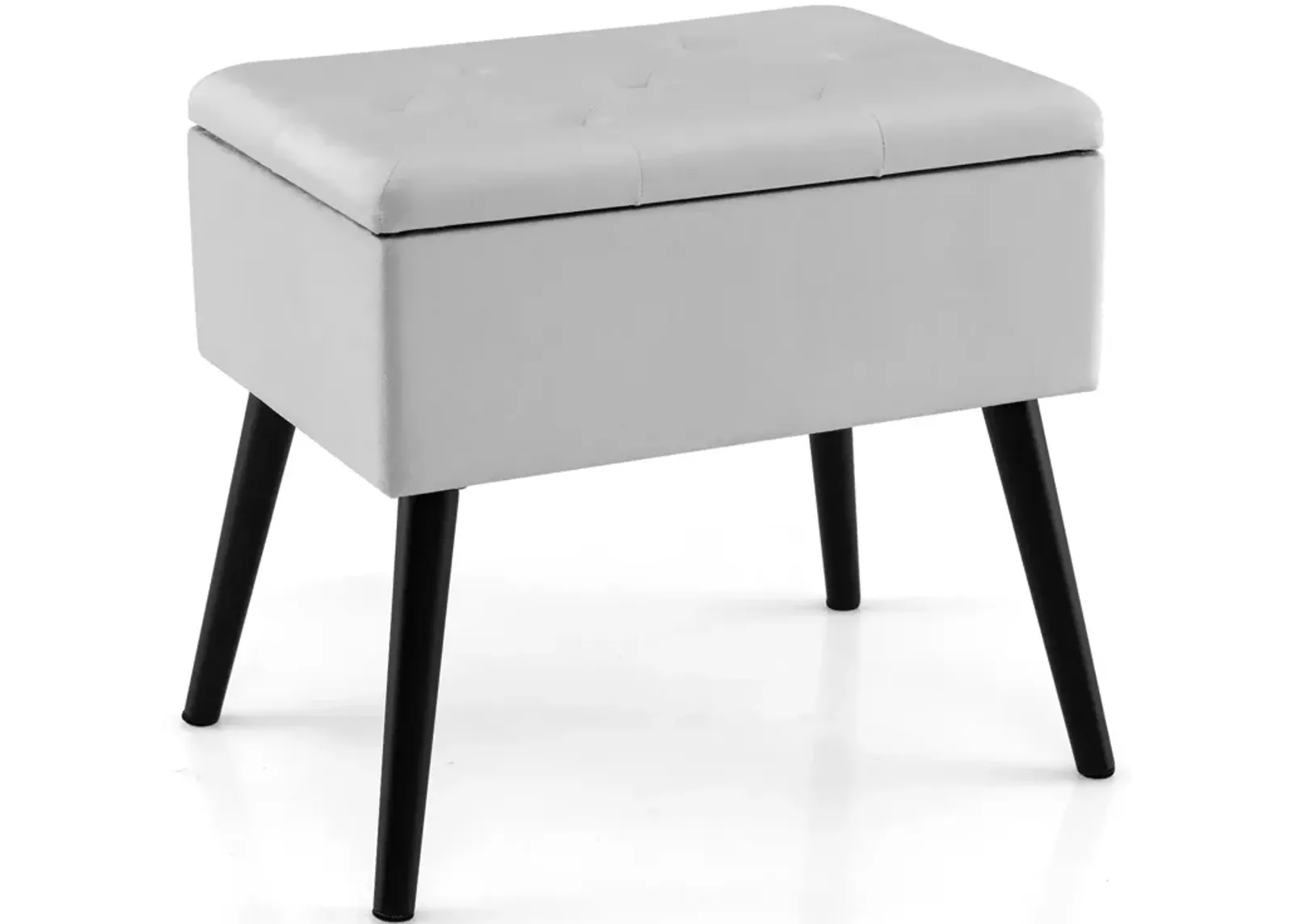 Velvet Storage Ottoman with Solid Wood Legs for Living Room Bedroom