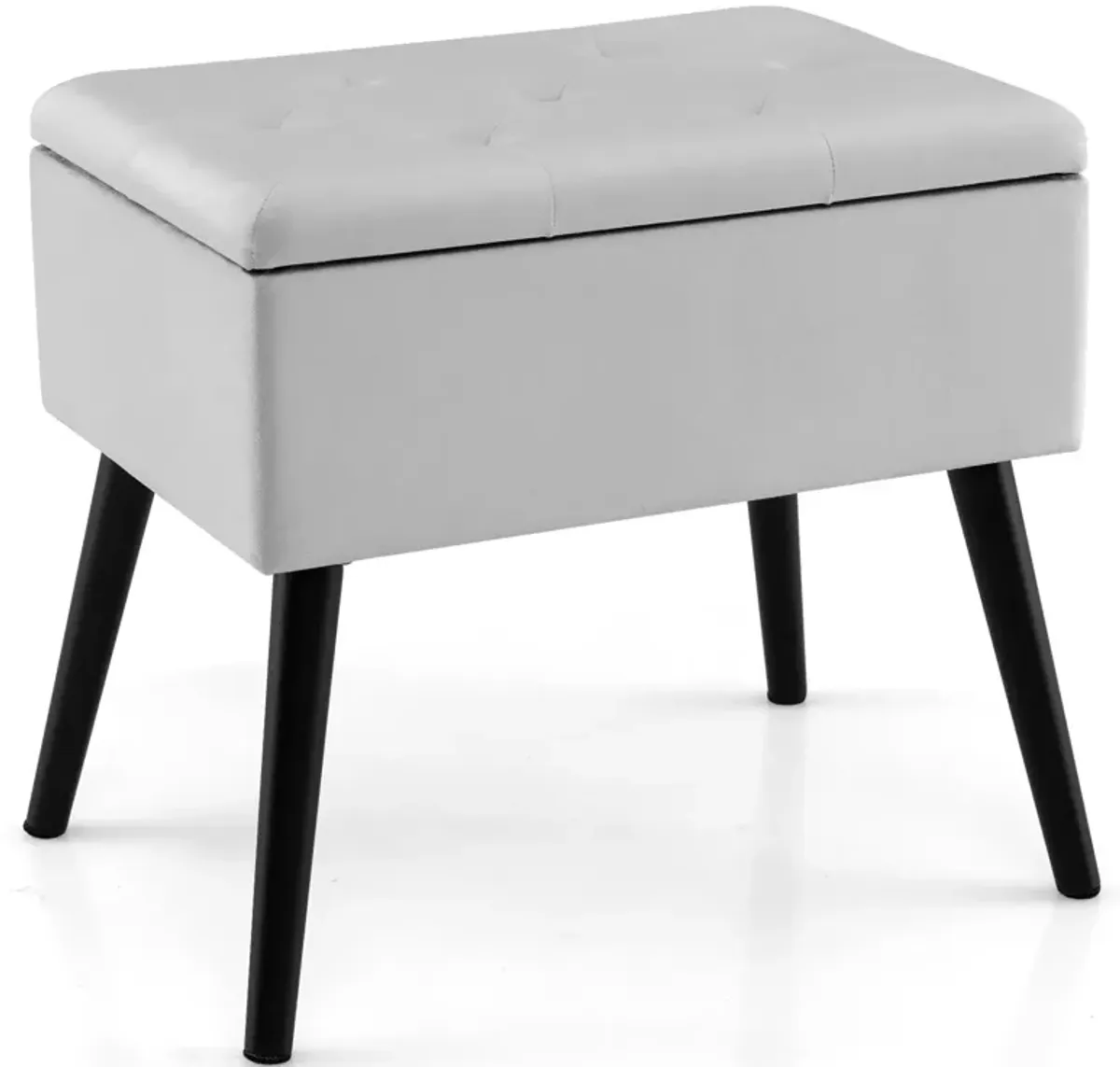 Velvet Storage Ottoman with Solid Wood Legs for Living Room Bedroom