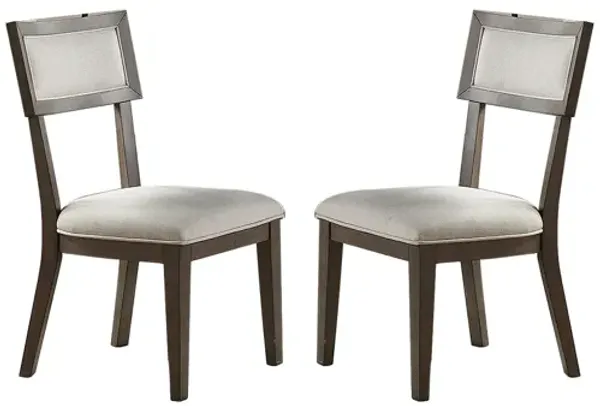 White Fabric Upholstery Dining Chair, Grey (Set of 2)