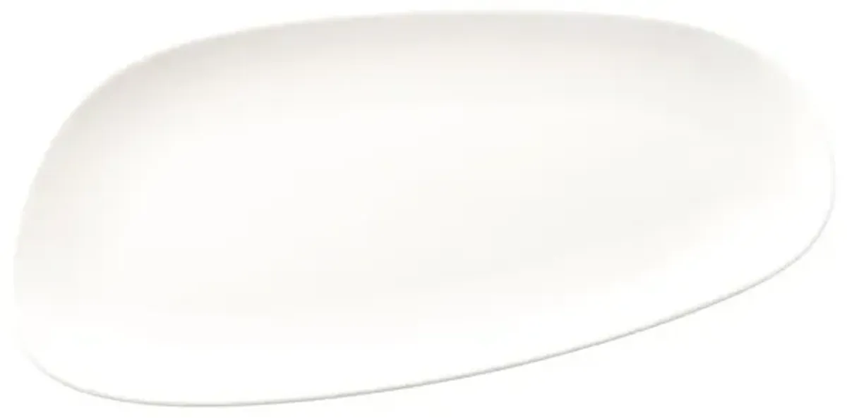 Vago 14" x 7" x h:1" Organic Warm White Porcelain Platter